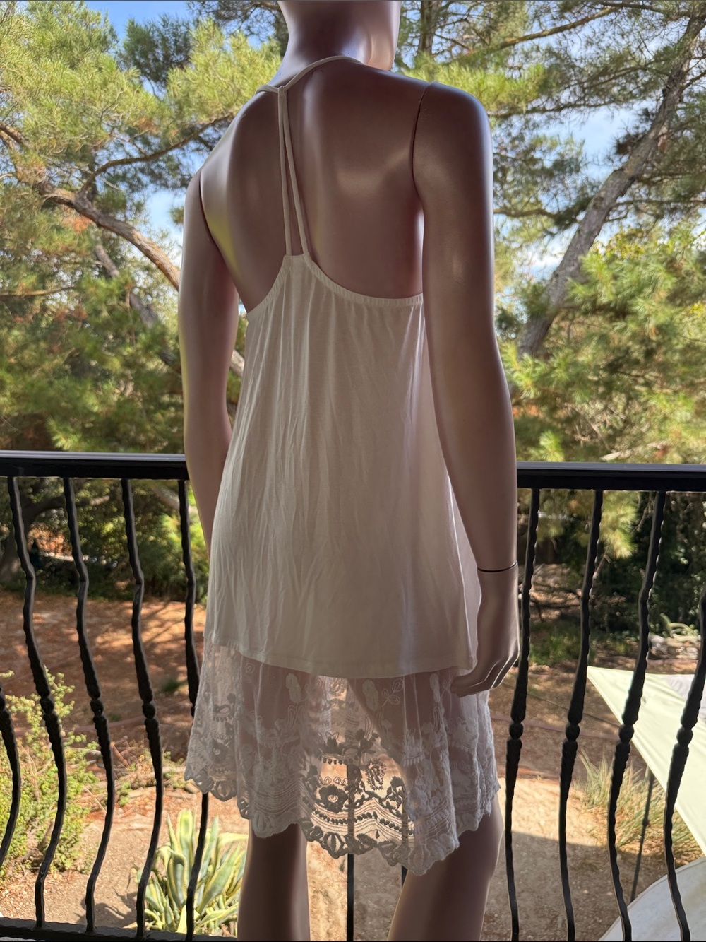 NWT modal slip dress lace ivory extender Vneck - soft - racer back fits XS S M